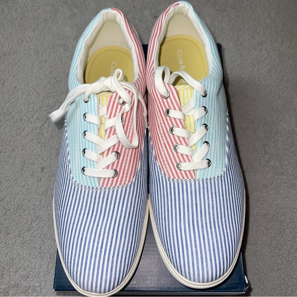 Club Room Men’s Lance Multi Preppy Blue Stripe Nautical Beach Sneaker